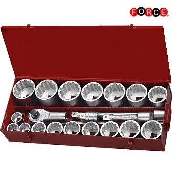 Force 1 inch SAE Ratel/Doppenset 21-delig 8211S