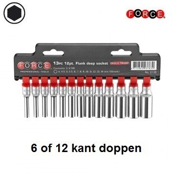 Force 1/4 inch lang doppenset 6-kant 13-delig 2138-5