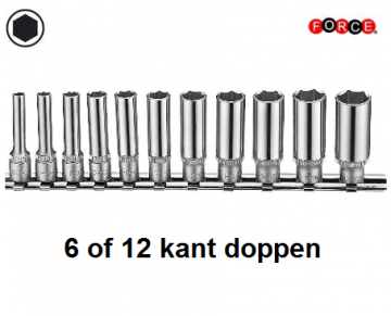 Force 1/4 inch lang doppenset 6-kant 11-delig 21115